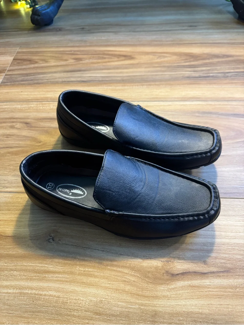 Classic Black Slip-On Moc Toe Faux Leather Loafers for Men